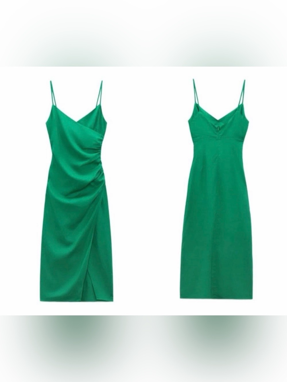 Zara Emerald Green Spaghetti-Strap Maxi Dress